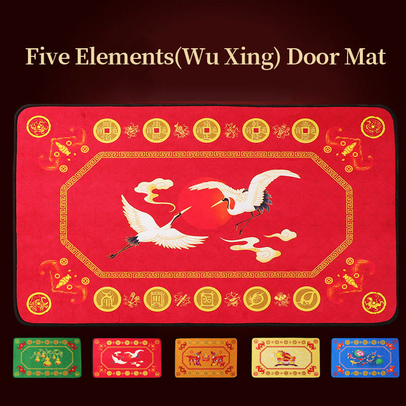 Five Elements Lucky Crane Gourd Kirin Dragon Axe Nine Koi Fish Non-slip Foot Pad Doormat