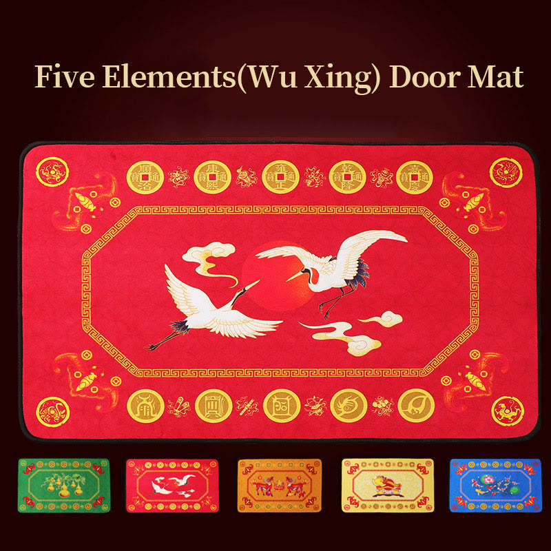 Five Elements Lucky Crane Gourd Kirin Dragon Axe Nine Koi Fish Non-slip Foot Pad Doormat