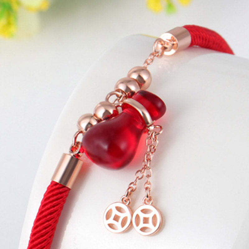 925 Sterling Silver Pearl Cinnabar Wisdom Bead Double Layer Chain Bracelet