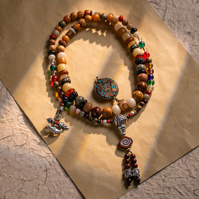 Tibetan 108 Mala Beads Bodhi Seed mystic zen Head Nine Palaces Eight Diagrams OM Wisdom Bracelet