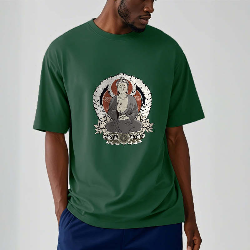 Meditating mystic zen Sitting With Lotus Pattern Tee T-shirt