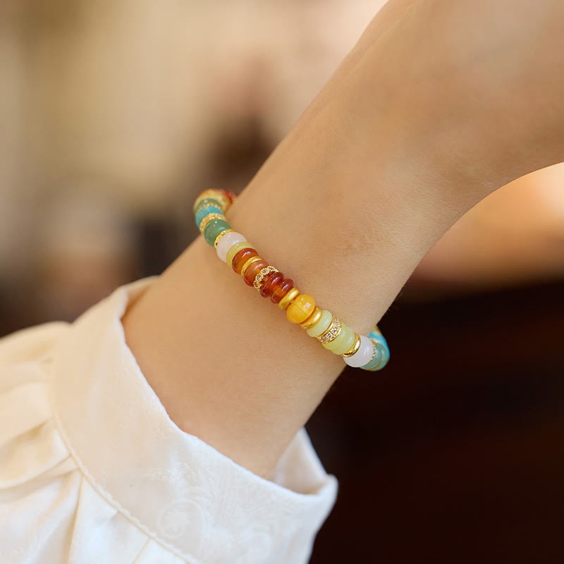 Natural Red Agate Jade Rainbow Confidence Bracelet