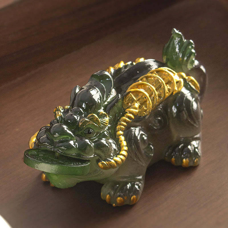 Color Changing Small PiXiu Copper Coins Resin Tea Pet Wealth Home Figurine Decoration