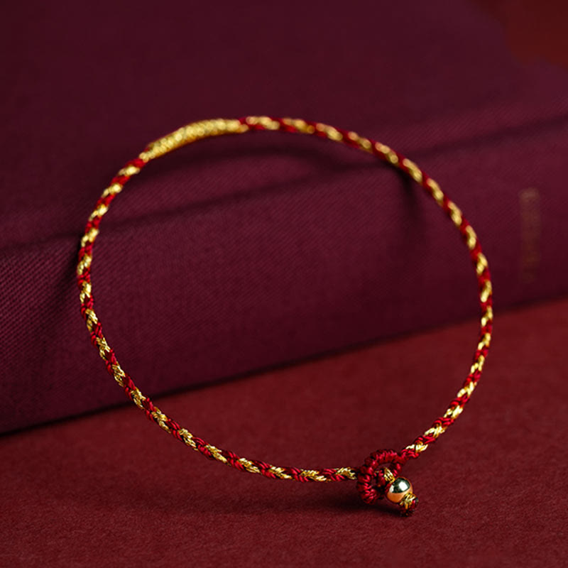 14K Gold Plated Handmade Red Gold Rope King Kong Knot Braided Luck Bracelet