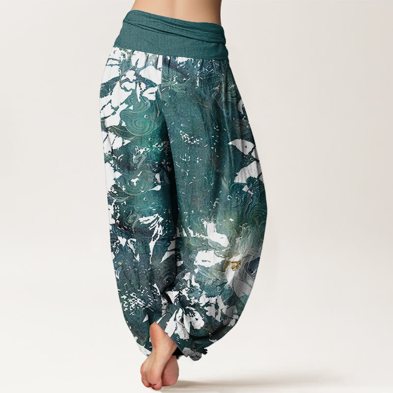 Casual Flowers Fish Pattern Women's Elastic Waist Harem Pants