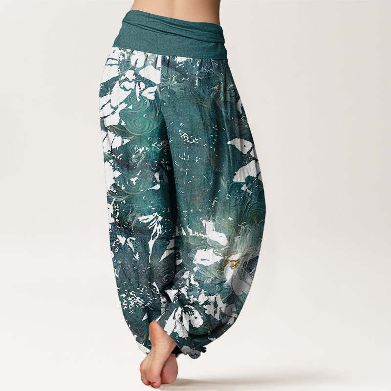 Casual Flowers Fish Pattern Women's Elastic Waist Harem Pants