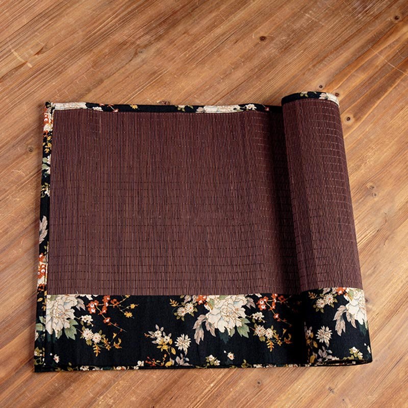 Vintage Peony Flower Blossom Bamboo Cup Mat Pad Tea Cup Coaster Kung Fu Tea Mat