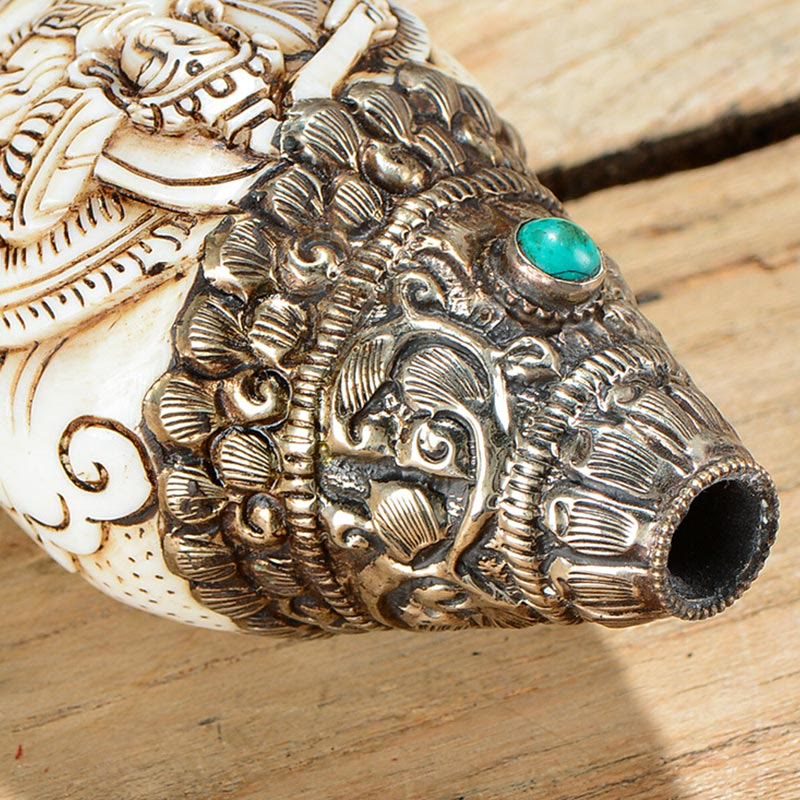 Tibetan Handmade Engraved Shankha mystic zen Conch Shell Wealth Positive Decoration