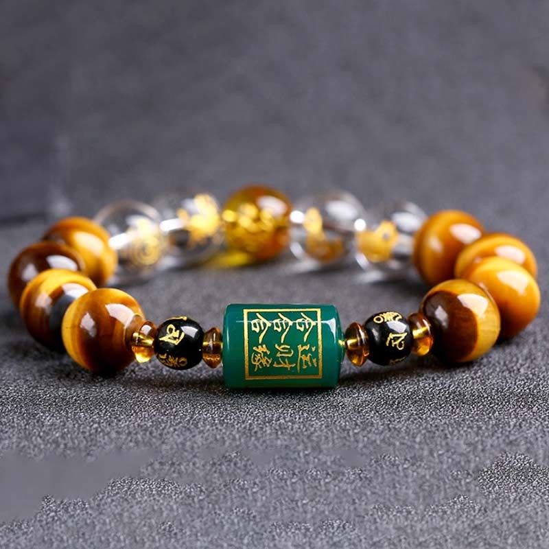 Chinese Zodiac Tiger Eye White Crystal Courage Bracelet