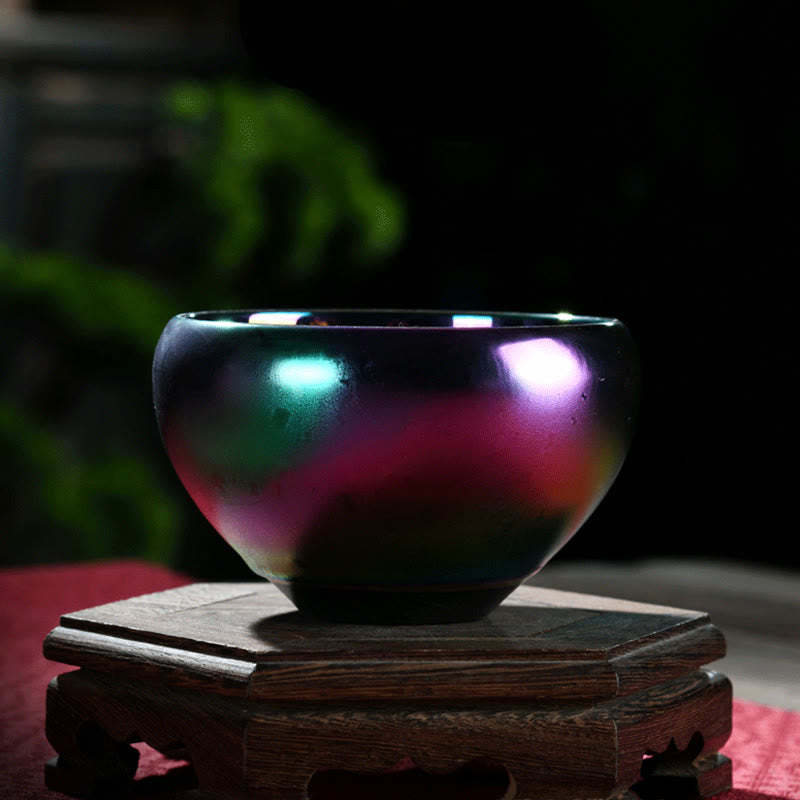Lotus Dragon Phoenix Koi Fish Peacock Chinese Jianzhan Inlaid Kiln Change Ceramic Teacup Kung Fu Tea Cup