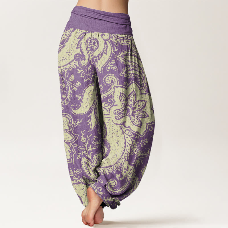 Flowers Paisley Patterns Women's Elastic Waist Harem Pants