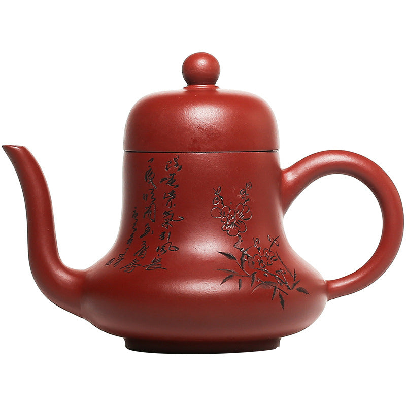 Vintage Bamboo Peach Blossom Purple Clay Kung Fu Teapot