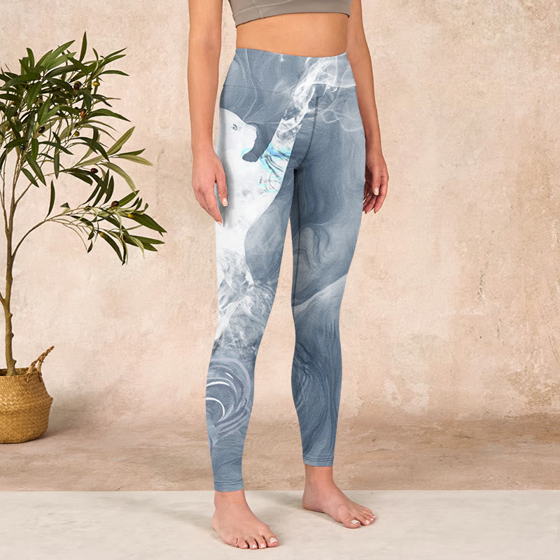 Light Slate Gray White Cat Exercise Leggings Women's Yoga Pants