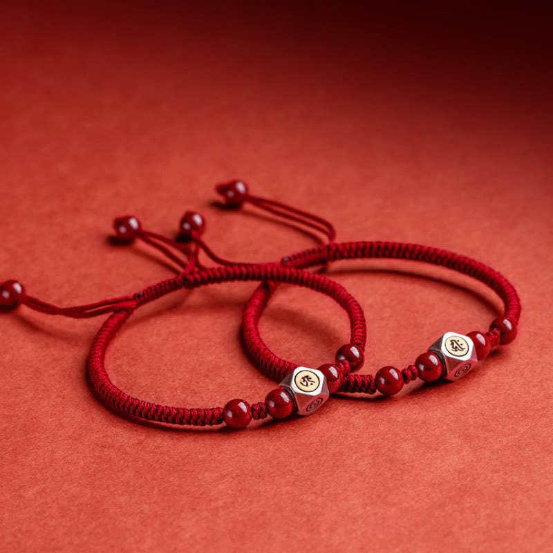 925 Sterling Silver Chinese Zodiac Natal mystic zen Cinnabar Calm Bracelet