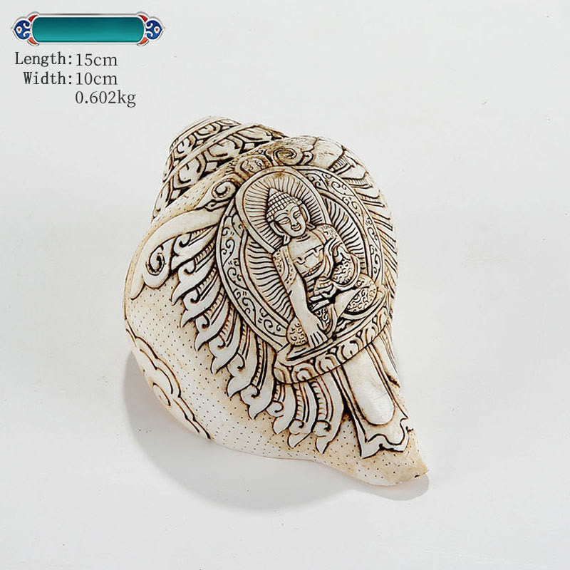 Tibetan Handmade Engraved Shankha mystic zen Avalokitesvara Conch Shell Wealth Decoration