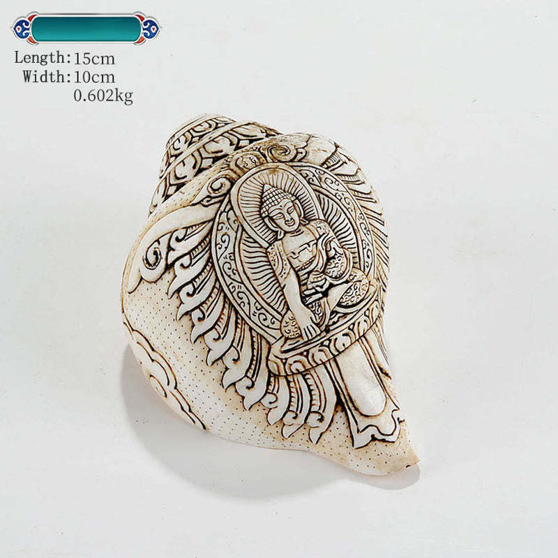 Tibetan Handmade Engraved Shankha mystic zen Avalokitesvara Conch Shell Wealth Decoration
