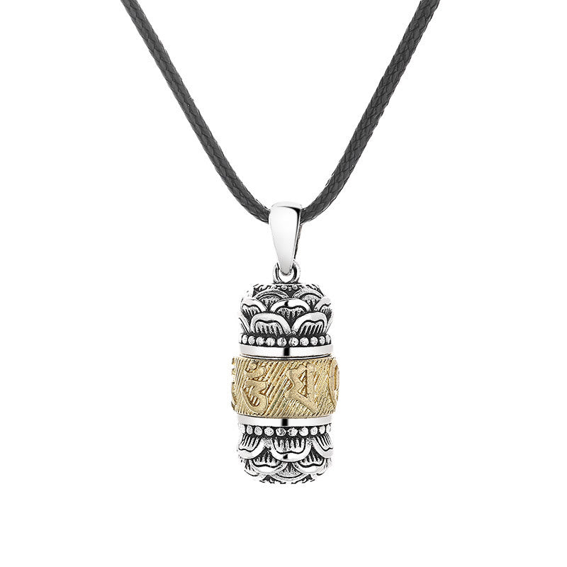 Tibet Om Mani Padme Hum Carved Wisdom Purity Chain Leather Rope Necklace Pendant
