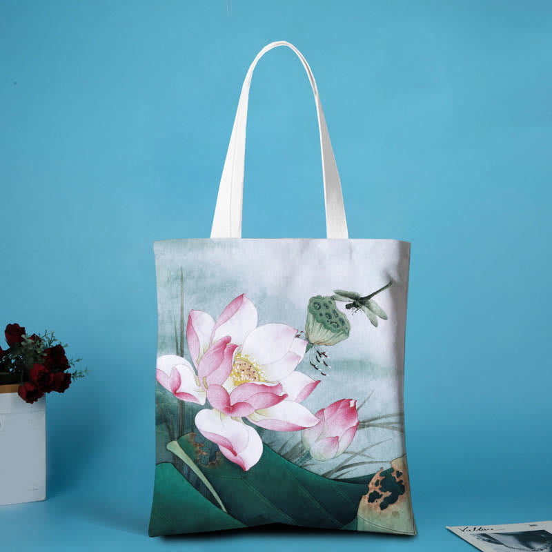 Lotus Shape Canvas Shoulder Bag