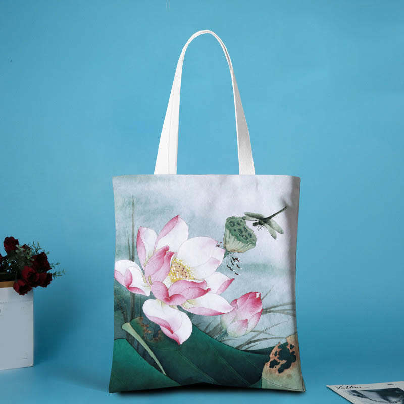 Lotus Shape Canvas Shoulder Bag