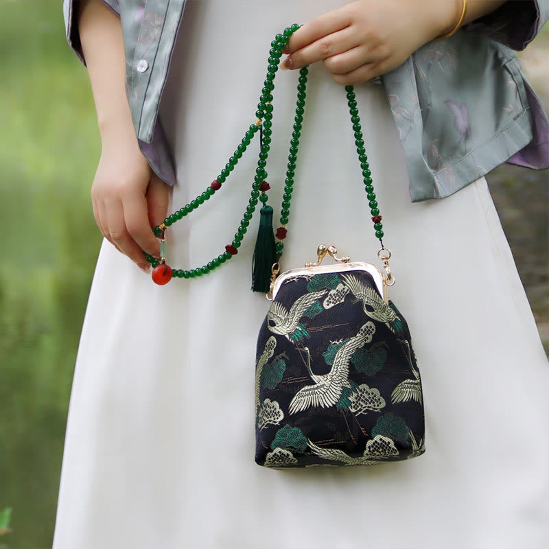 Retro Chinese Embroidery Pearl Chain Crossbody Bag Shoudler Bag