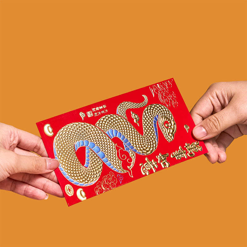 6Pcs Red Envelope Year Of The Snake Design Lucky Money Envelopes All The Best 2025 Chinese New Year