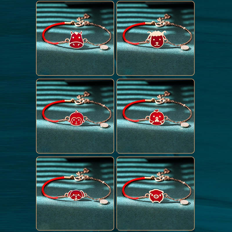 925 Sterling Silver Color-changing Chinese Zodiac Luck Protection Red String Chain Bracelet