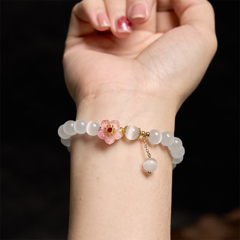 Chrysoberyl Cat's Eye Pink Flowers Support Bracelet
