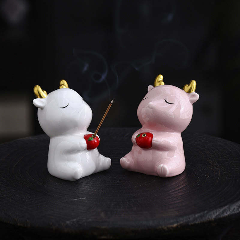 Cute Deer Holder Healing Ceramic Incense Burner Desk Decoration