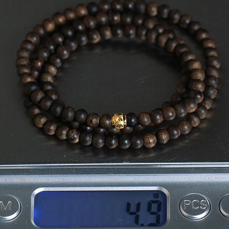108 Mala Beads 999 Gold Bead Rare 5mm Brunei Black Qinan Agarwood Peace Strength Bracelet