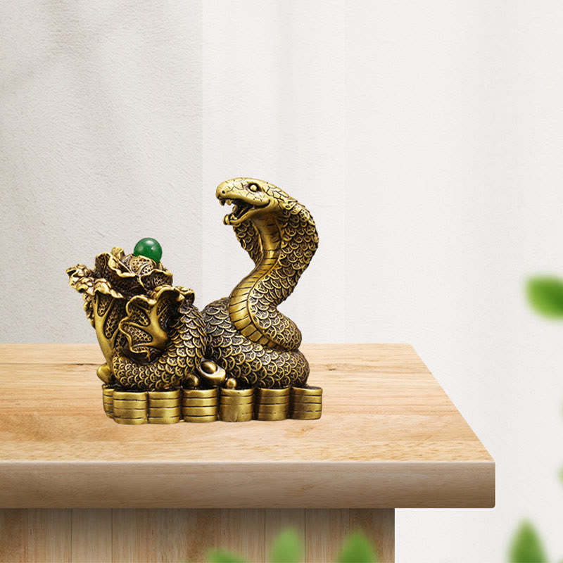 Year Of The Snake Copper Coins Ingots Cabbage Brass Statue Home Decoration