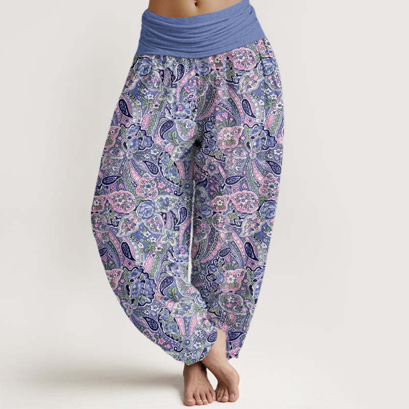 Casual Cashew Flower Design Women's Elastic Waist Harem Pants