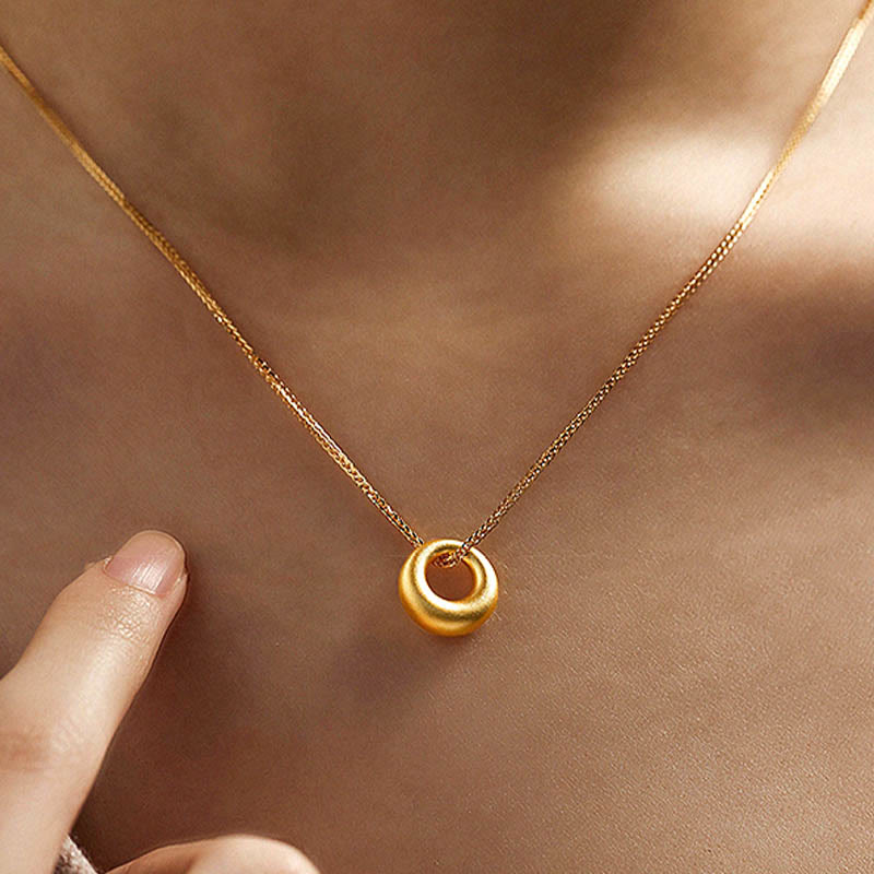 999 Gold Peace Buckle Auspicious Necklace Pendant