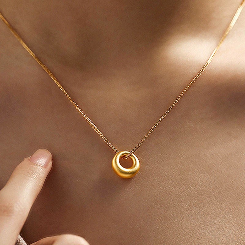 999 Gold Peace Buckle Auspicious Necklace Pendant