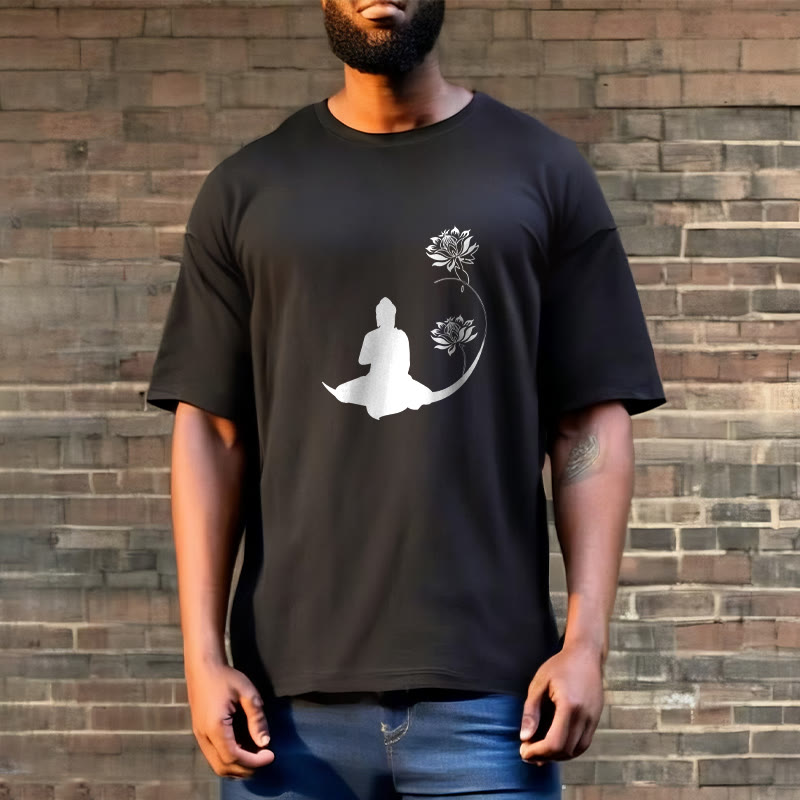 mystic zen Sitting With Lotus Flowers Pattern Pattern Tee T-shirt