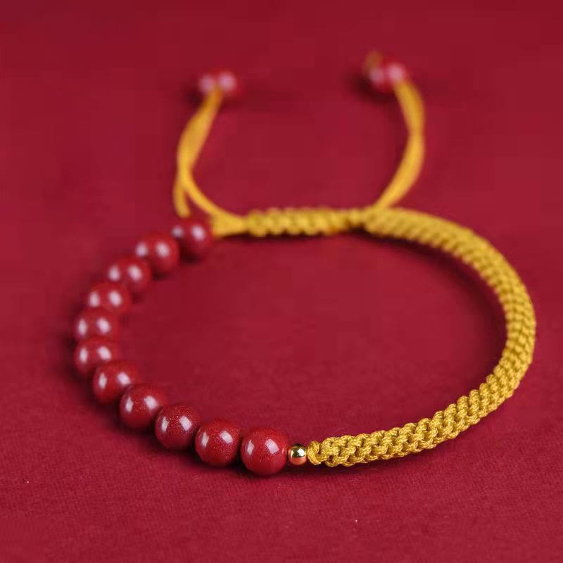 Natural Cinnabar King Kong Knot Blessing String Bracelet