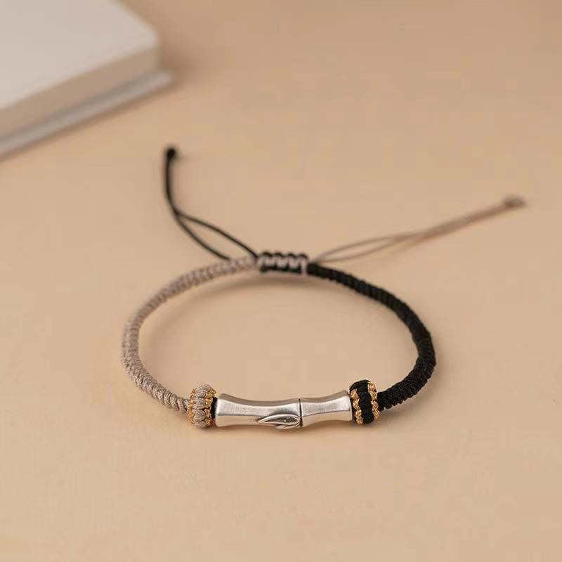 925 Sterling Silver Bamboo Protection Braided Bracelet