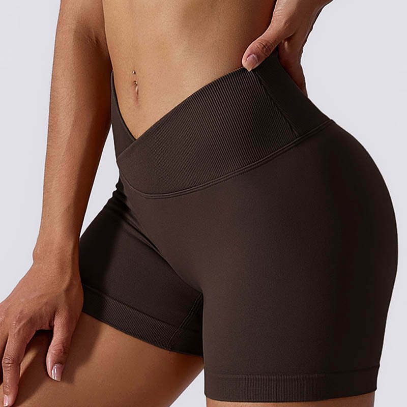 Women Seamless High Elasticity Sports Fitness High Waist Yoga Workout Shorts