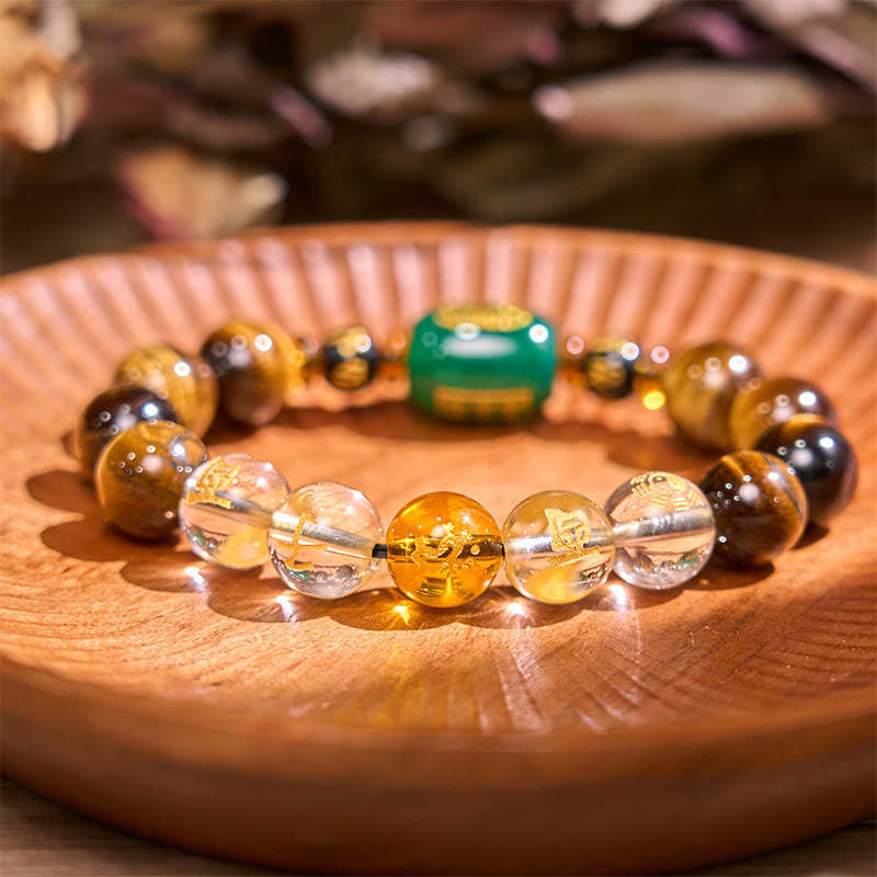 Chinese Zodiac Tiger Eye White Crystal Courage Bracelet