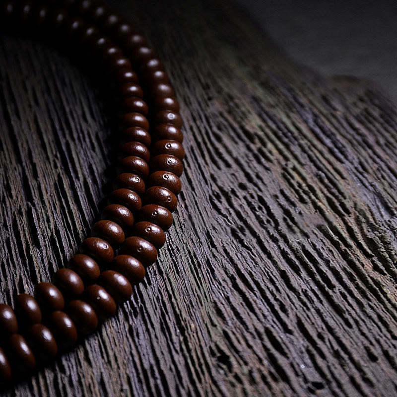 Natural Tibet 108 Mala Beads Purple Bodhi Seed Three-eyed Dzi Bead Copper Dorje Harmony Bracelet