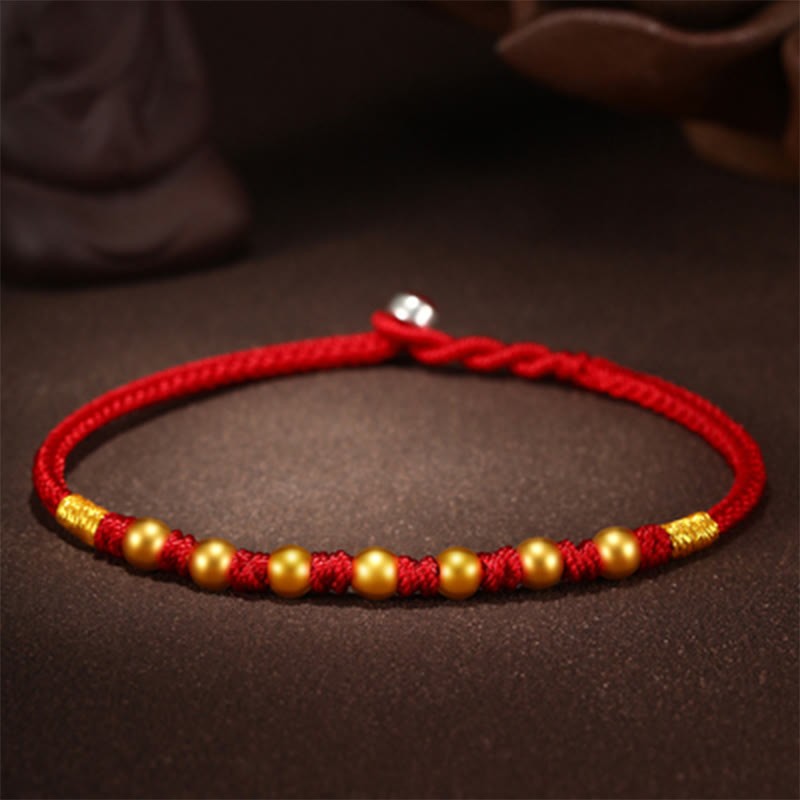 999 Gold Beads Luck King Kong Knot Handmade Braided Protection Bracelet