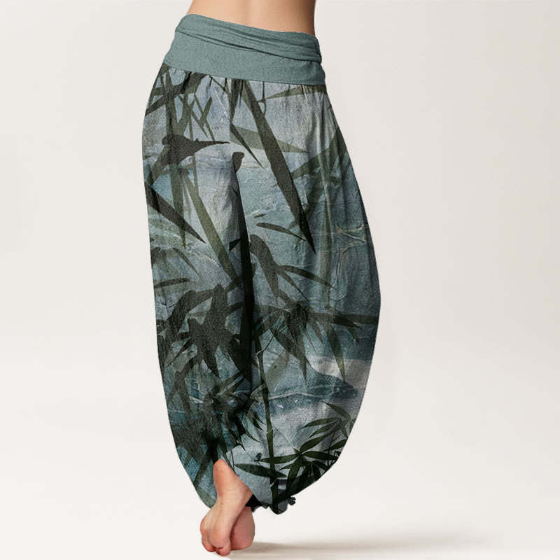 Mountains River Bamboo Pattern Women's Elastic Waist Harem Pants