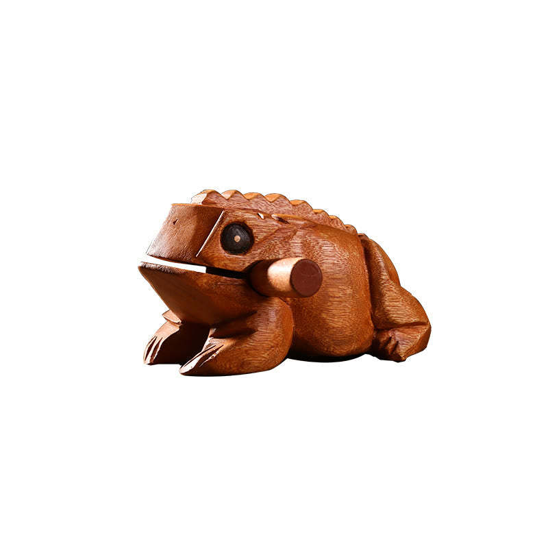 Handcrafted FengShui Wealth Luck Frog Mini Wooden Croaking Frog Guiro Decoration