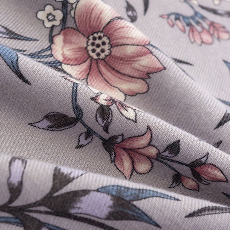 Tibetan Shawl Retro Blooming Camellia Japonica Print Fall Winter Soft Warm Scarf Wrap