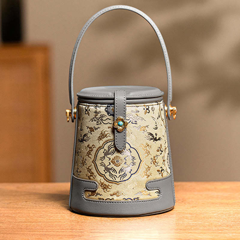Deer Crane Bamboo Flower Song Brocade Xiangyunsha Silk Crossbody Bag Hangbags