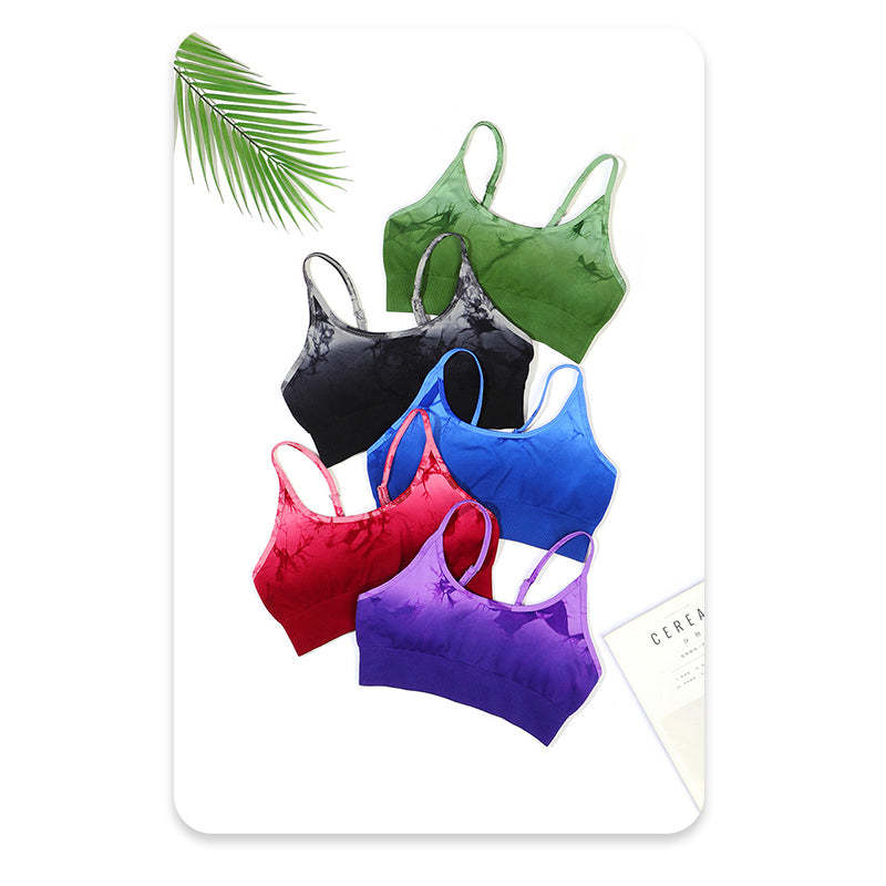 2Pcs Simple Tie Dye Print Crop Tank Top High Waist Pants Sports Gym Outfits Women's Yoga Sets