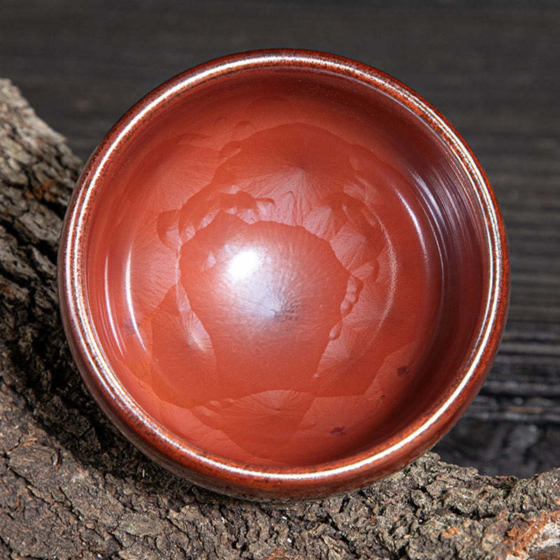 Handmade Chinese Jianzhan Lotus Design Ceramic Teacup Kung Fu Tea Cup