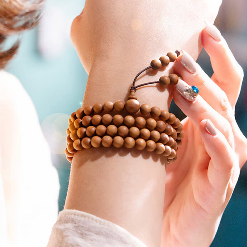 Mysore Sandalwood Wood Bead Healing Mala Bracelet