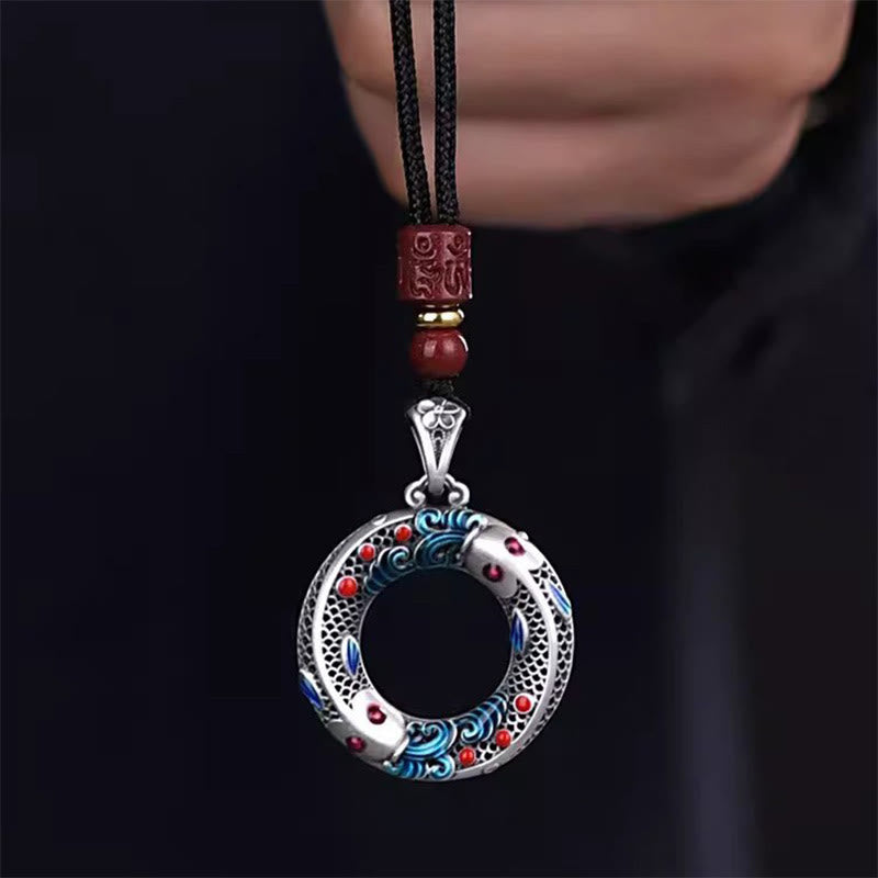 Koi Fish Peace Buckle Copper Wealth Luck Necklace Pendant
