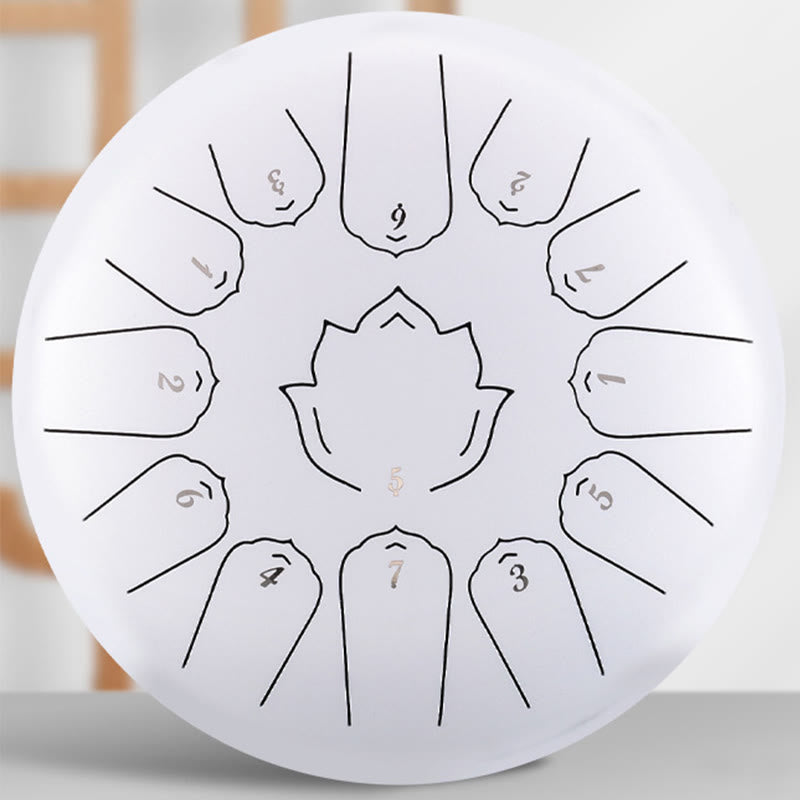 Steel Tongue Drum Sound Healing Mindfulness Lotus Pattern Yoga Drum Kit 13 Note 12 Inch Percussion Instrument