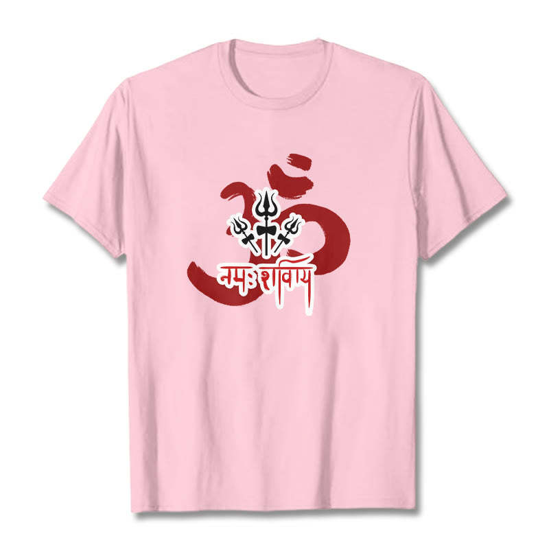 OM NAMAH SHIVAYA Three Small Tridents Cotton Tee T-shirt